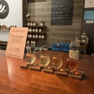 Mead flight in taproom.