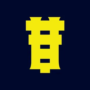 the letter e in yellow on a dark blue background