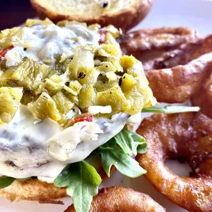 The Hatch Valley Burger w/Onion Rings $21.00