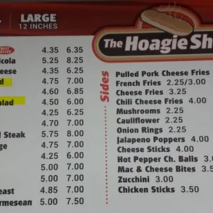 Wall Menu: it says chicken salad &amp; tuna salad, but apparently those are not actually served.