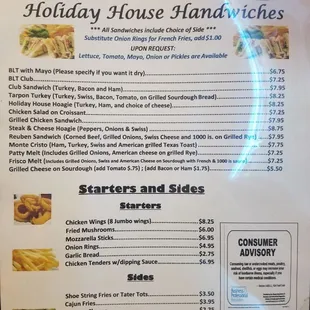 Sandwiches Starters and Sides page 3