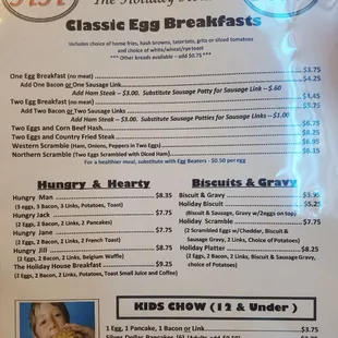 Classic egg breakfasts and Kids menu page 1