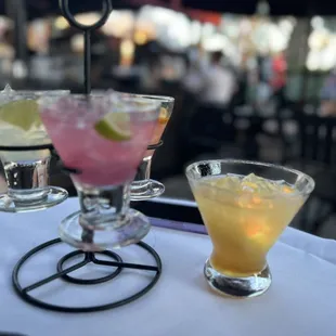 Margarita flight - not rimmed. 50th anniversary shimmer drink was also supposed to have a shimmer rim!