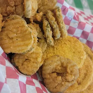 Fried pickles and green tomatoes