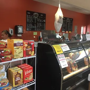 a display of food items