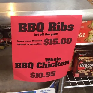 a sign for bbq ribs