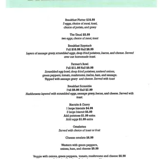 breakfast menu