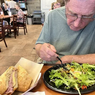 Salad bar ham &amp; cheese which we split
