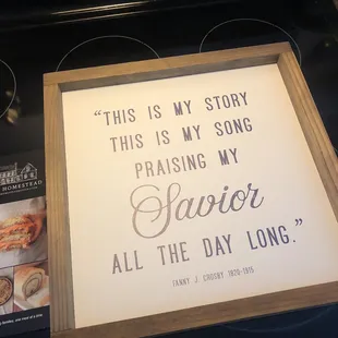 Sign from gift shop