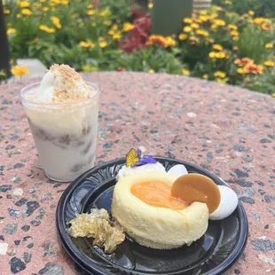 a dessert and a drink