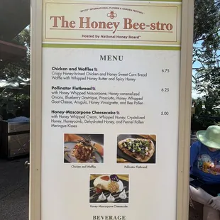 The honey bee-stro menu at Disney Epcot 2023 flower and garden festival