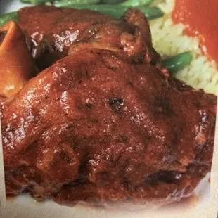 Lamb shank Dinner with rice and green beans