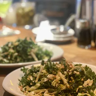 two plates of food on a table