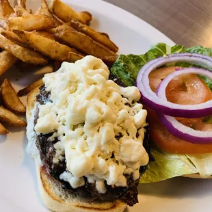 Greek Burger with Fries