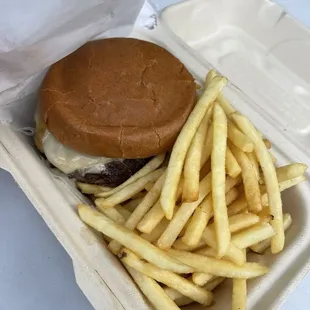 Lamb Burger with fries