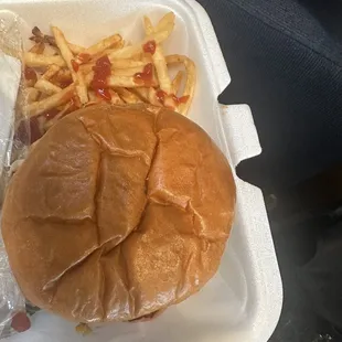 Hook Signature Burger and fries