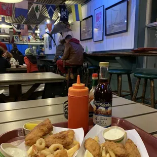 two baskets of food on a table