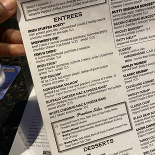 Friday, 8 December 2023 -- part of the MENU at Hooley Pub and Kitchen in Strongsville Mall