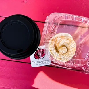 Small pumpkin spice latte &amp; salted caramel cupcake