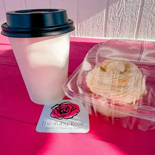 Small pumpkin spice latte &amp; salted caramel cupcake