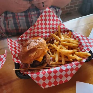 Burger with pulled pork on it
