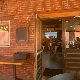 the entrance to the restaurant