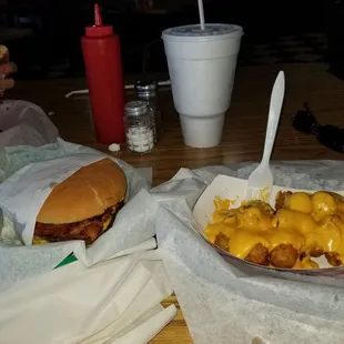 Double bacon cb with cheesy tots!