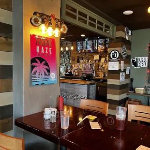 a table and chairs in a restaurant