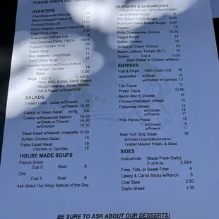 Their menu as of June 11th, 2022