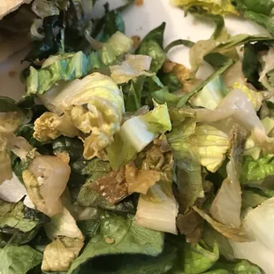 Old brown lettuce that came in the chicken wrap