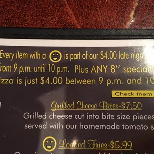 a menu for the restaurant