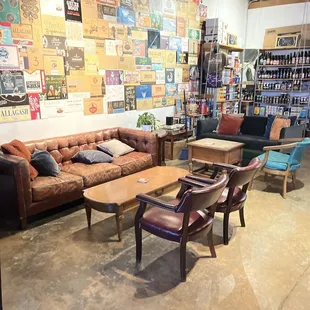a variety of furniture in the shop