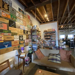 a couch with pillows on it