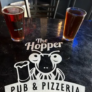 The Hopper Pub &amp; Pizzeria.  A Kiltlifter and Rio Grande Outlaw Lager.
