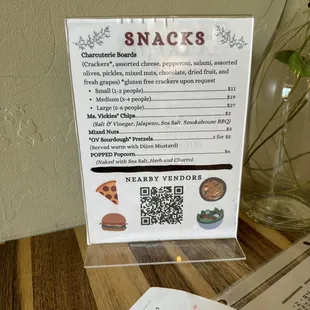 Snacks. Can also bring your own food!