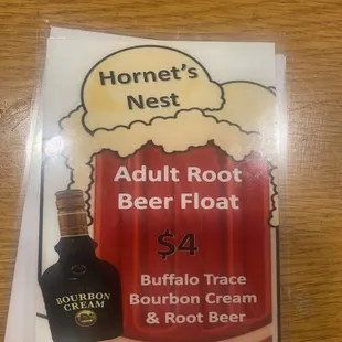 Adult root beer float was a great treat.