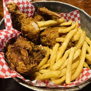 Fried chicken and fries