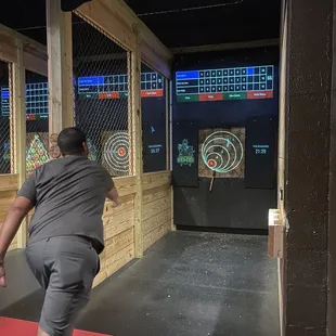 Electronic light overlay on a dart board. This made scorekeeping easy.