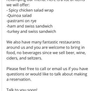 As of Jan 2025- Current Food Offerings @ McKinney Location