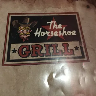 Front of menu