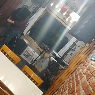 Setting up for Karaoke night