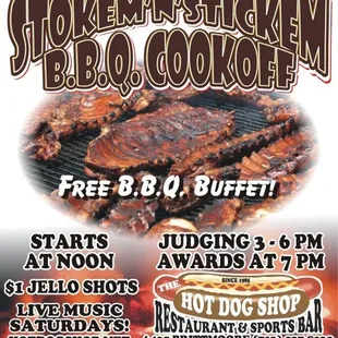 10Th Annual Hot Dog Shop Stokem &apos;N&apos; Stickem B.B.Q. Cook-off!