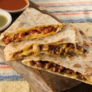 quesadillas on a cutting board