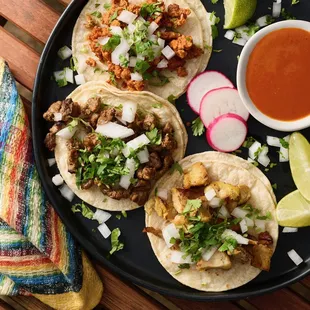 three tacos on a plate