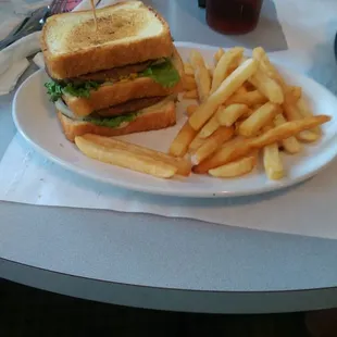 Double decker burger on tx toast.