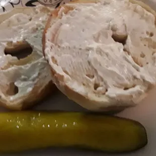 Bagels and cream cheese, yes I like mine with a pickle or capers and onions!!