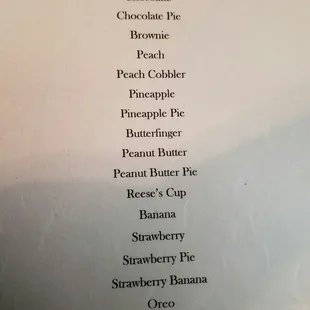 menu