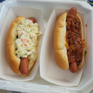 Slaw and Brooklyn hotdogs