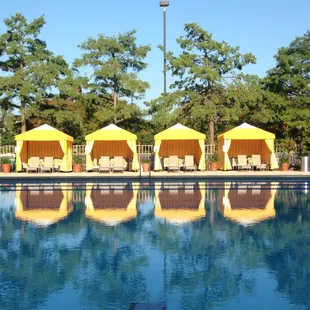 Pool cabanas, open seasonally and available for daily rental.