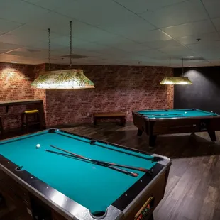 Recently renovated billiards room.